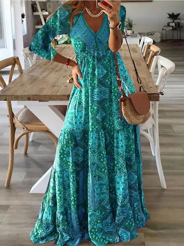 Bettie – Maxikleid mit Halbärmeln im Bohemian-Stil
