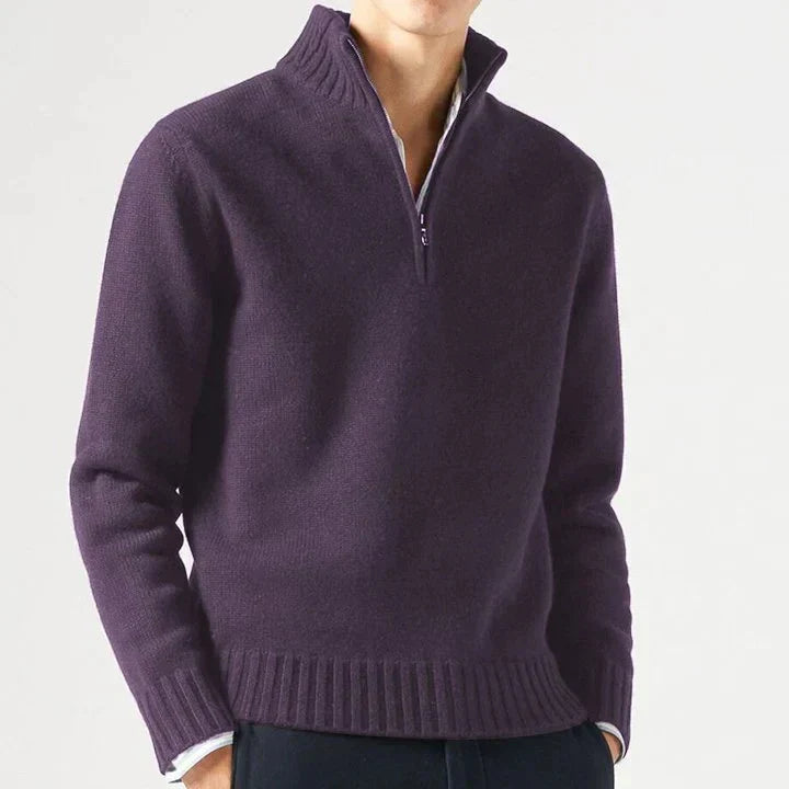 Larsen – Strickpullover Mit Halbem Reißverschluss