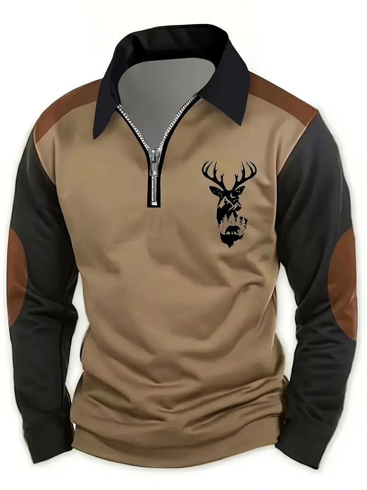 Georges – Hirschkopf Drucken Und Polo Hemd Mit Reißverschluss