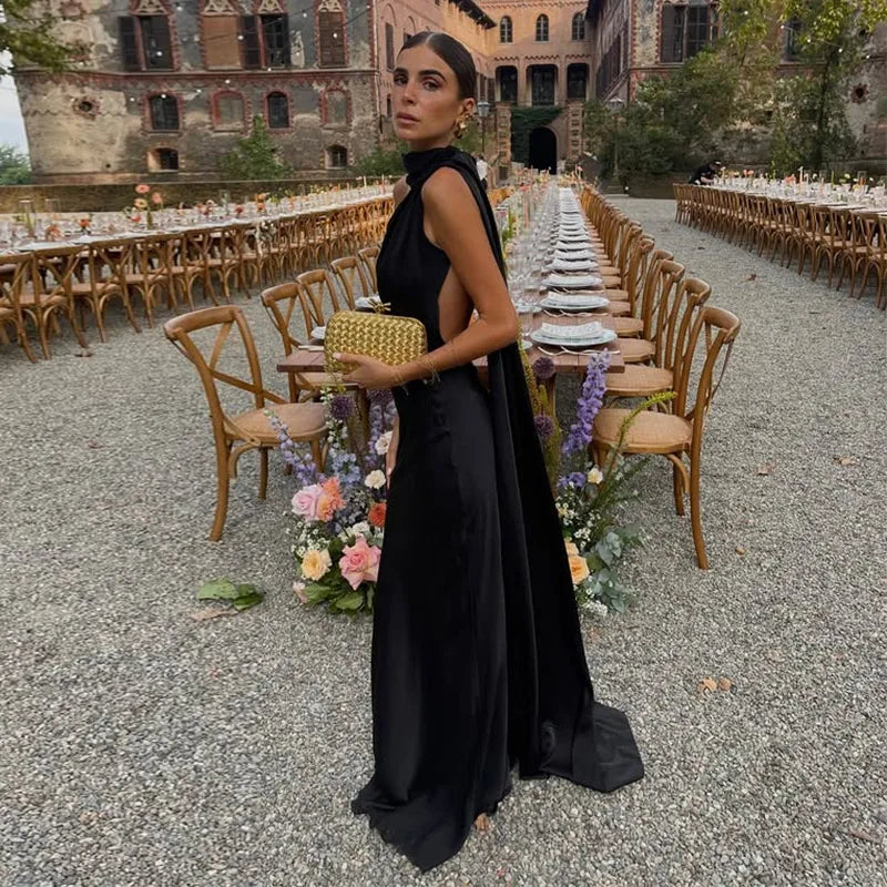 Lucila - Hals Halfter Maxikleid