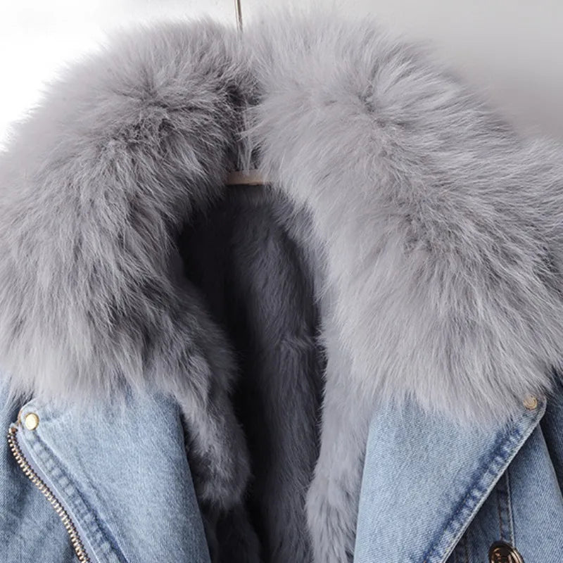 Phylicia - Elegante Jeansjacke Aus Kunstfell