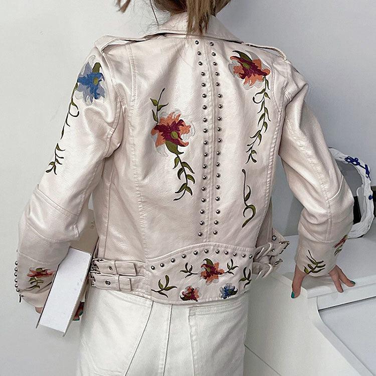 Kymber – Blumenmuster Lederjacke