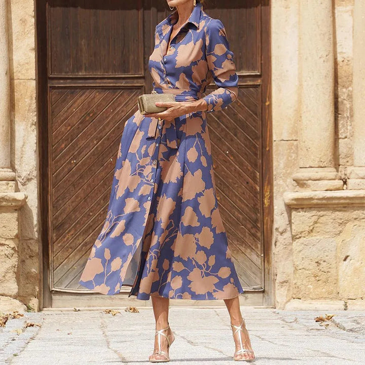 Verina – Elegantes Langes Kleid mit V-Ausschnitt