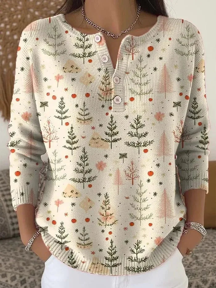Moneeka – Weihnachts Pullover Mit Knöpfen