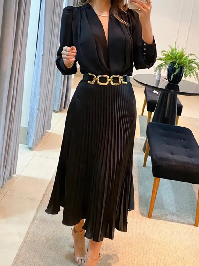 Madilynn – Plissiertes Midikleid mit Gürtel