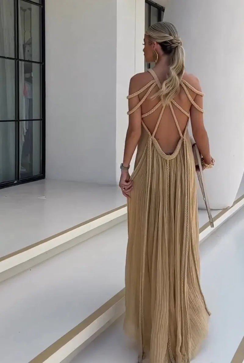 Nuriya – Armelloses und Rückenfreies Langes Kleid