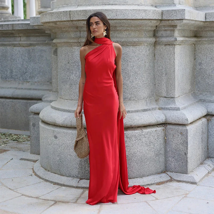 Lucila - Hals Halfter Maxikleid