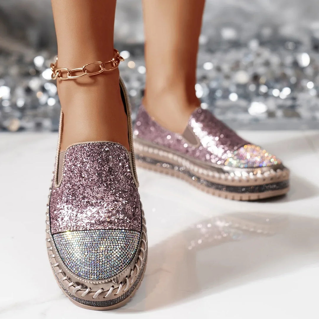 Lizka – Plateau Loafer Mit Glitzer Und Strass