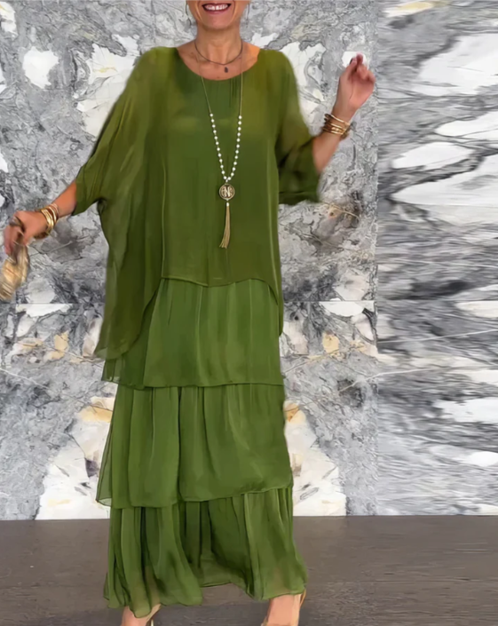 Leona - Lockeres Maxikleid Mit Rundhalsausschnitt
