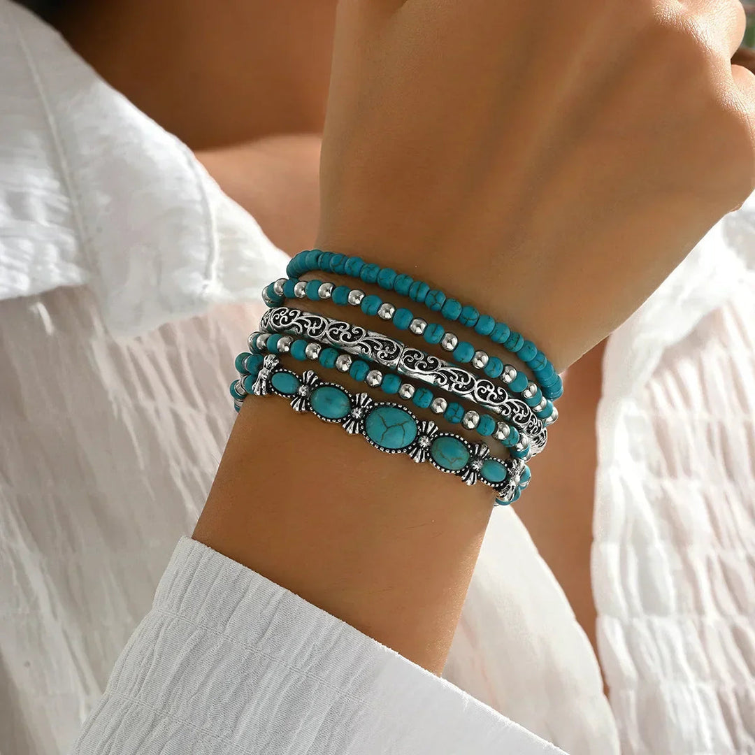 Nilay – Türkisfarbene Armbänder im Boho-Stil