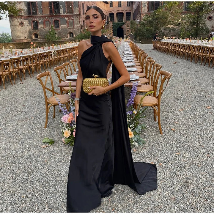 Lucila - Hals Halfter Maxikleid