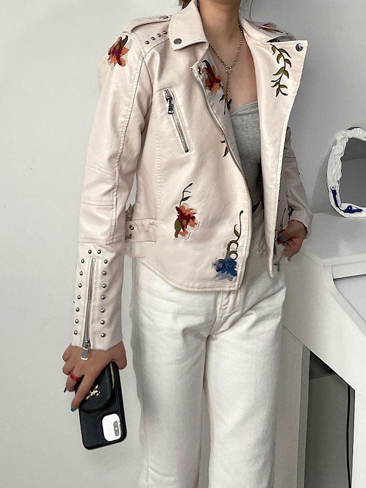 Kymber – Blumenmuster Lederjacke