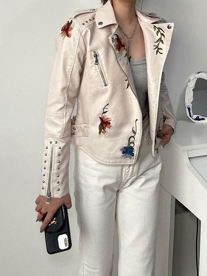 Kymber – Blumenmuster Lederjacke