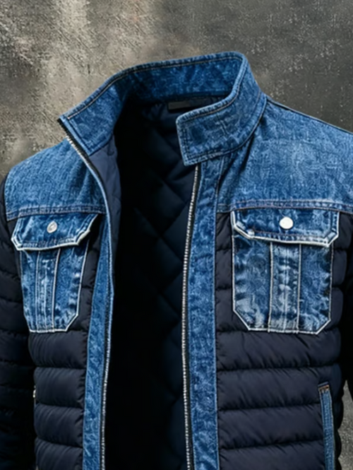 Yegor - Gesteppte Denim Hybrid Jacke