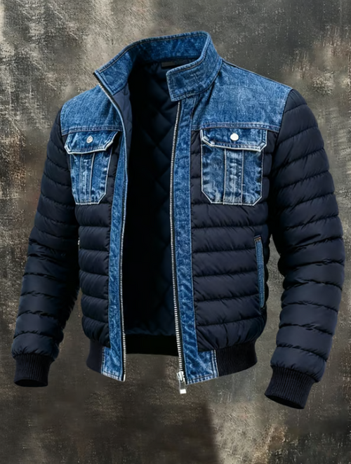 Yegor - Gesteppte Denim Hybrid Jacke