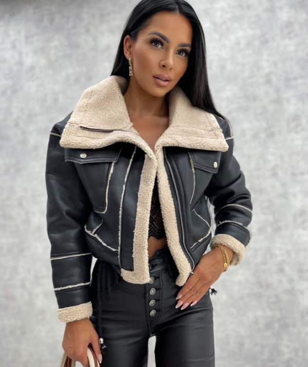 Reischl – Jacke mit Reißverschluss Und Futter Aus Kunstlammfell