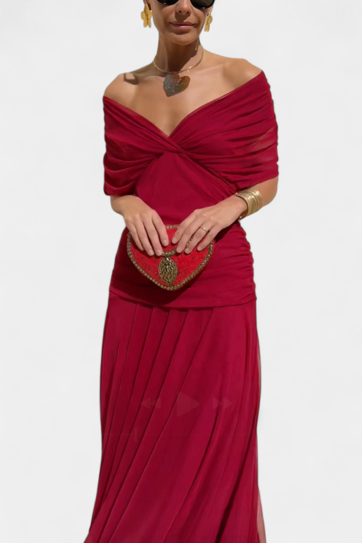 Lordanka – Langes Kleid Mit V-Ausschnitt Und Blumen Muster