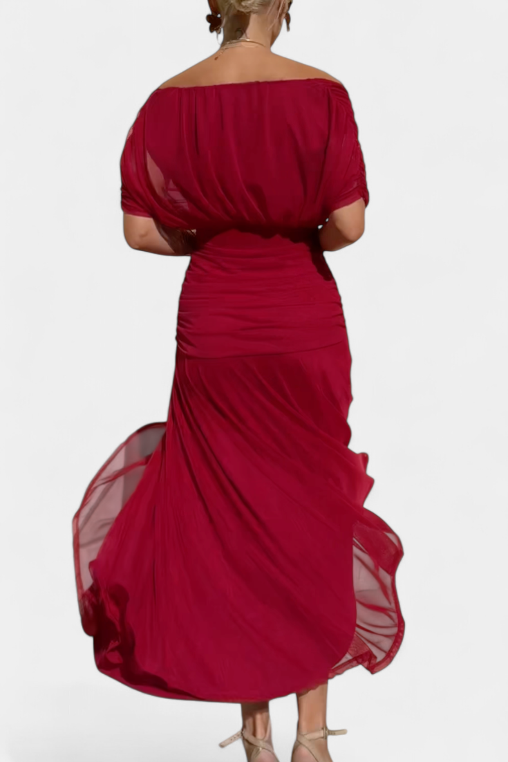Rawan – Maxikleid Aus Chiffon Mit Schulterfreiem Ausschnitt