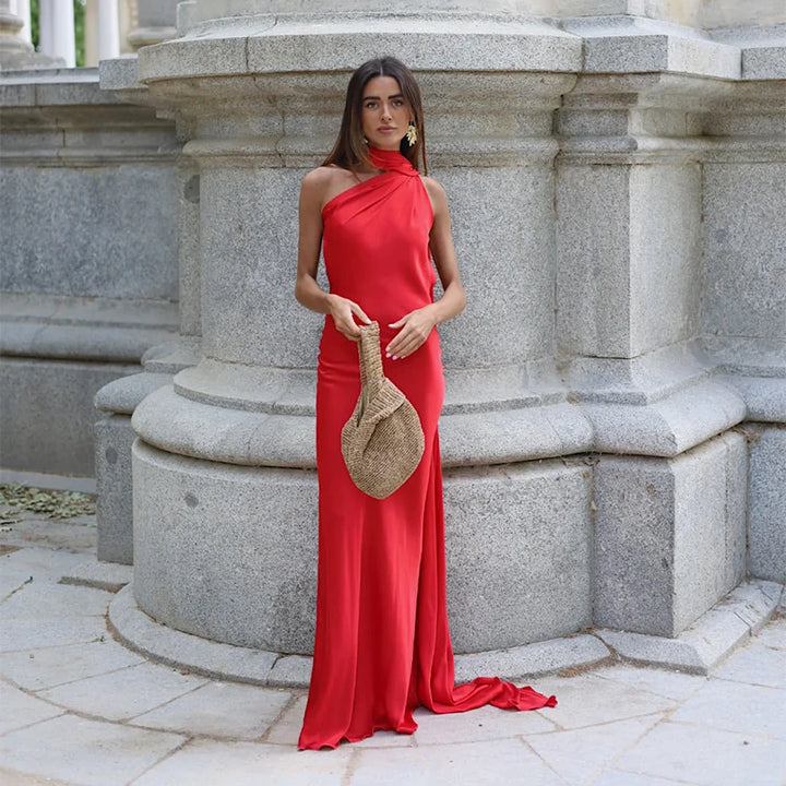 Lucila - Hals Halfter Maxikleid
