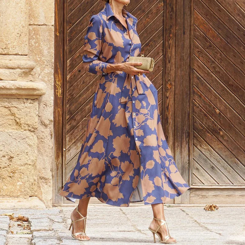 Verina – Elegantes Langes Kleid mit V-Ausschnitt