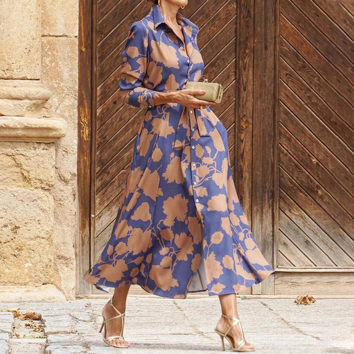 Verina – Elegantes Langes Kleid mit V-Ausschnitt