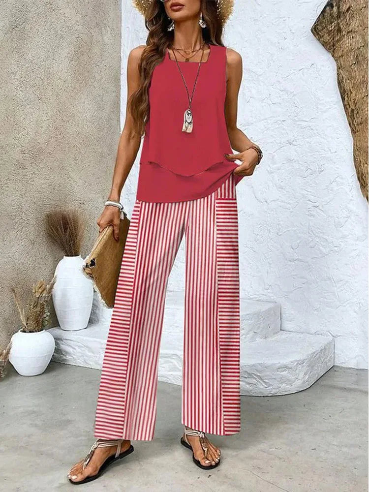 Analy – Set Aus ärmellosem Oberteil Und Weit Geschnittener Hose