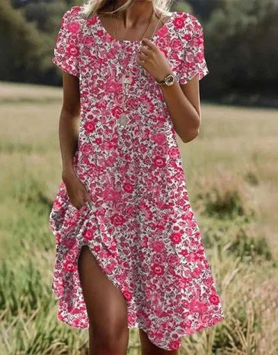 Giovana – Elegantes Midi-Kleid Mit Kurzen Ärmeln