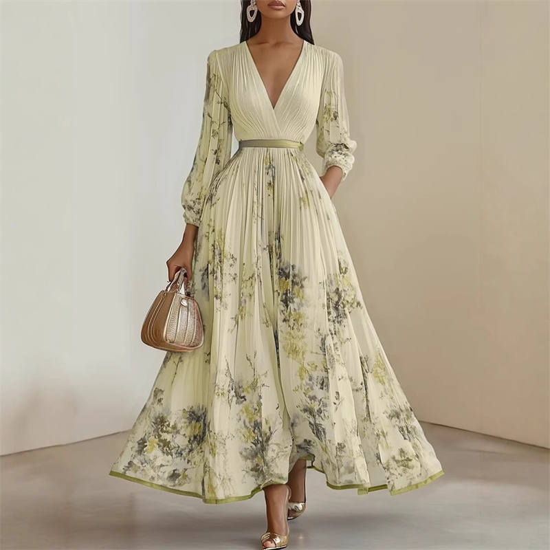 Pramudi - Elegantes Maxi Kleid Mit langen Ärmeln