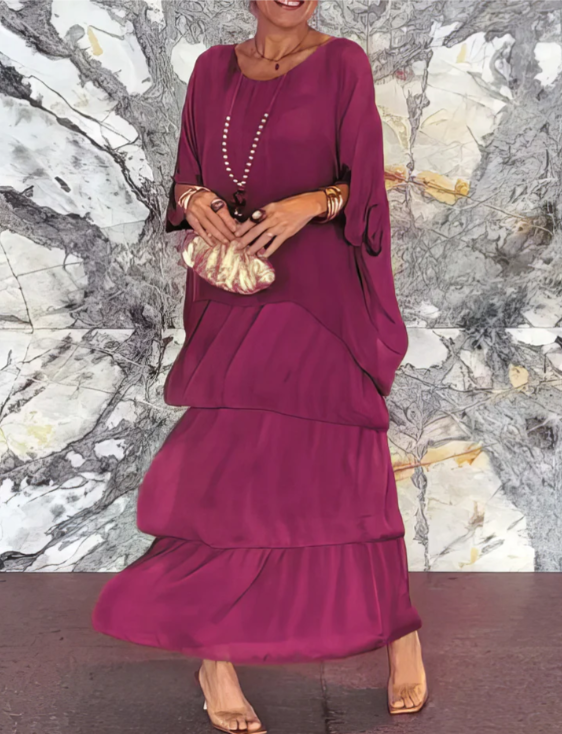 Leona - Lockeres Maxikleid Mit Rundhalsausschnitt