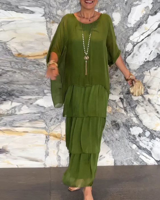Leona - Lockeres Maxikleid Mit Rundhalsausschnitt
