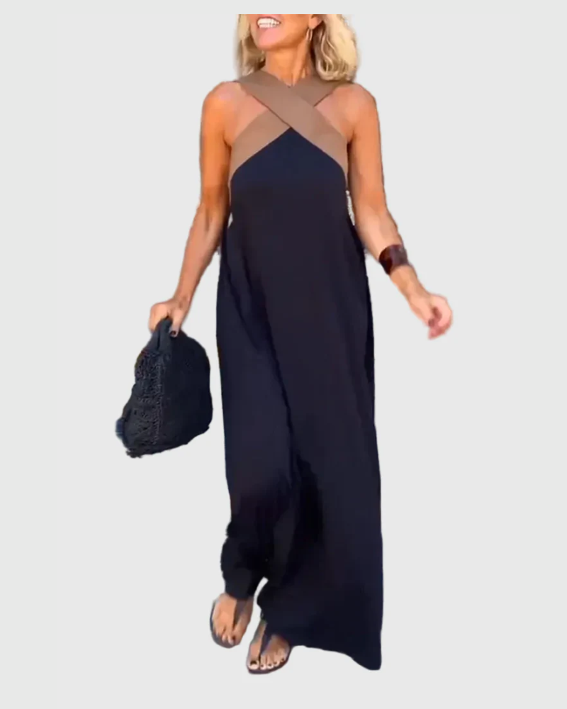 Frederikke – Elegantes Maxikleid Mit Gekreuztem Ausschnitt