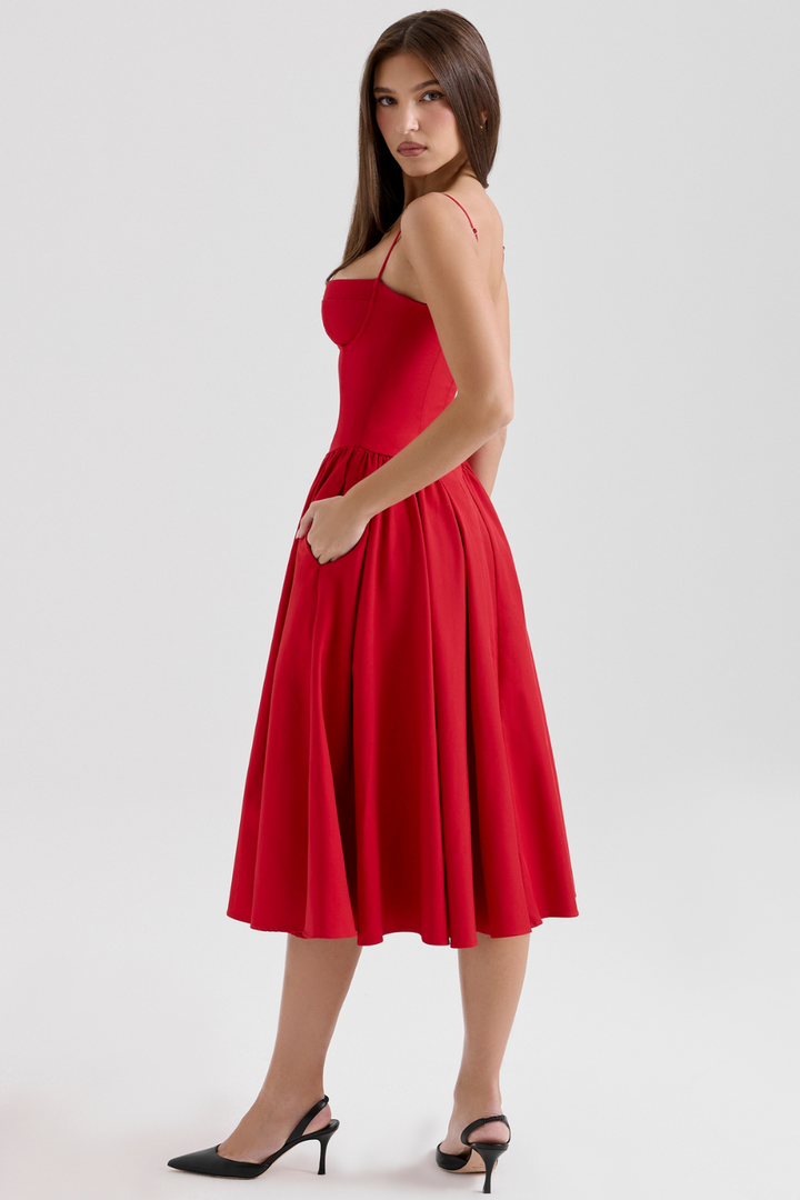 Maissa – Elegantes Midi Kleid mit Ärmeln