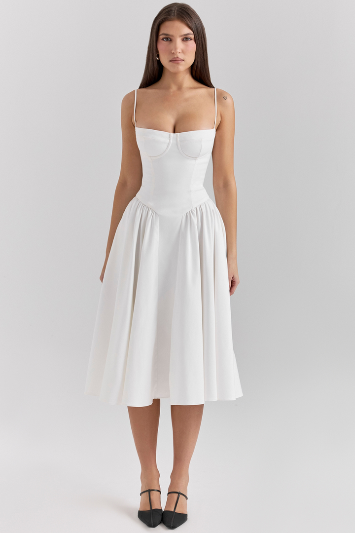 Maissa – Elegantes Midi Kleid mit Ärmeln