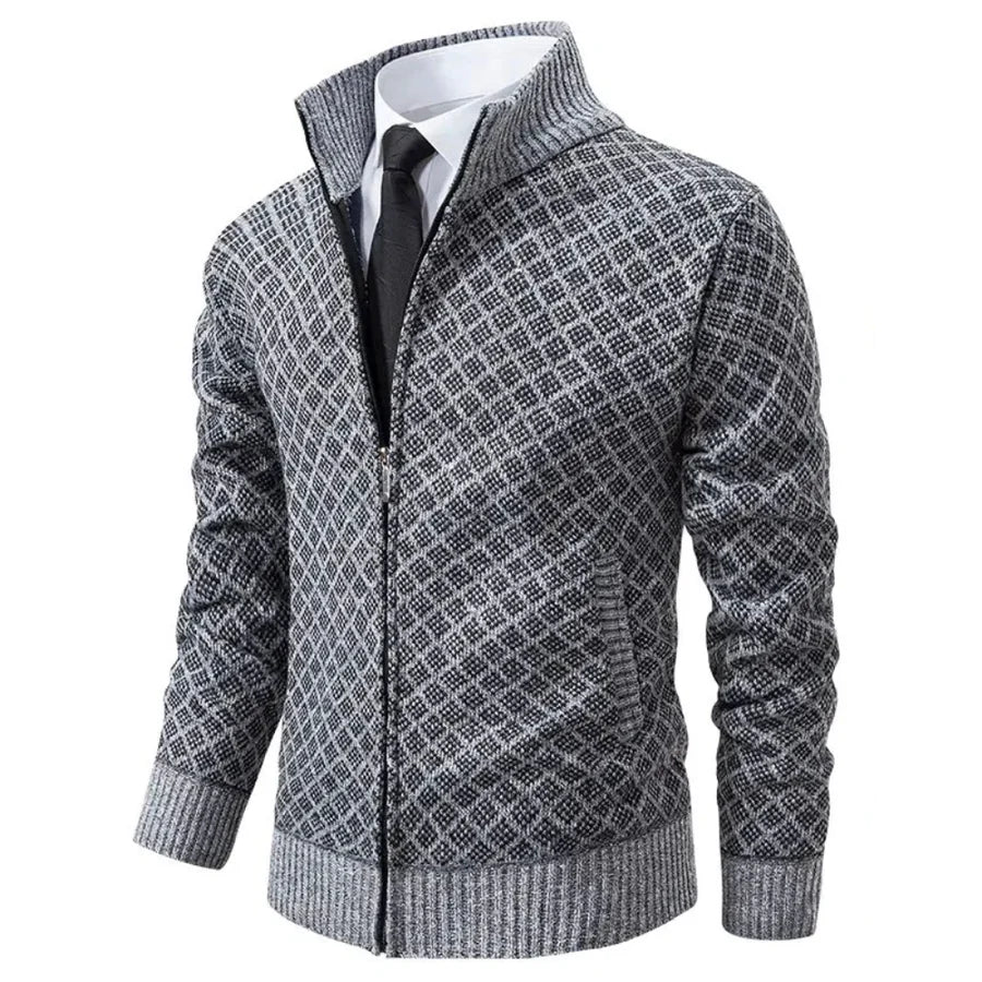 Klarik – Strickjacke MIT Durchgehendem Reißverschluss Und Rautenmuster