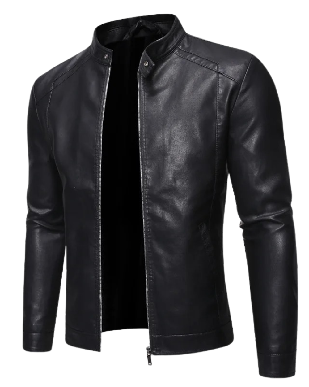 Daamian - Leder Jacke Mit Stehkragen
