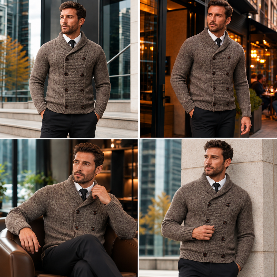 Jibran - Zweireihig Stricken Strickjacke