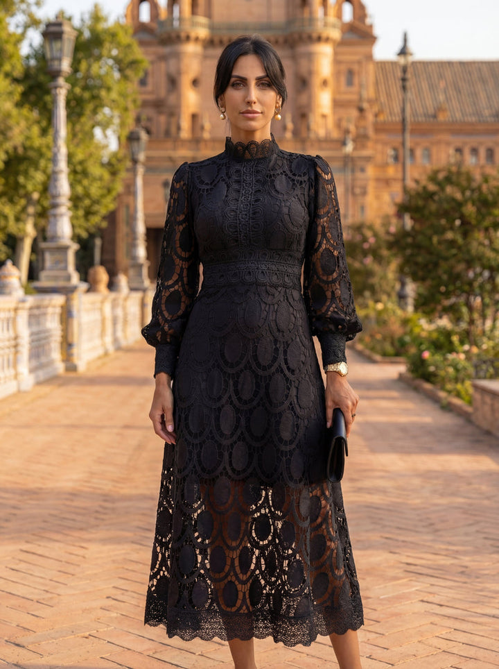 Maelle - Elegantes Langarm Kleid Aus Spitze