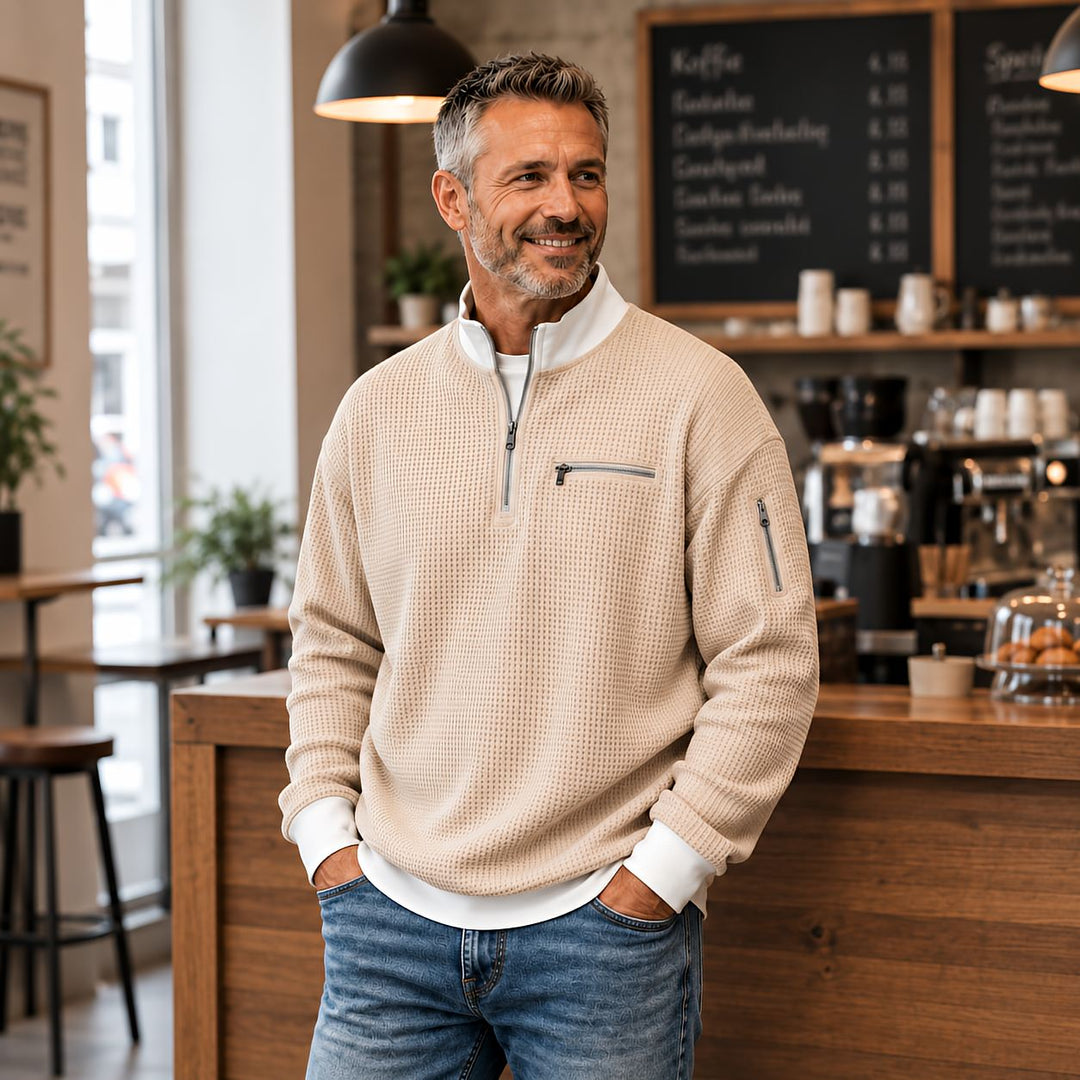 Jose - Eleganter Strickpullover Mit Halbem Reißverschluss