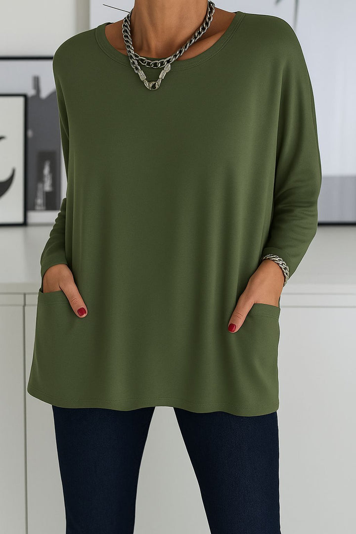 Noryn – Oversize-Pullover mit Rundhalsausschnitt und Taschen