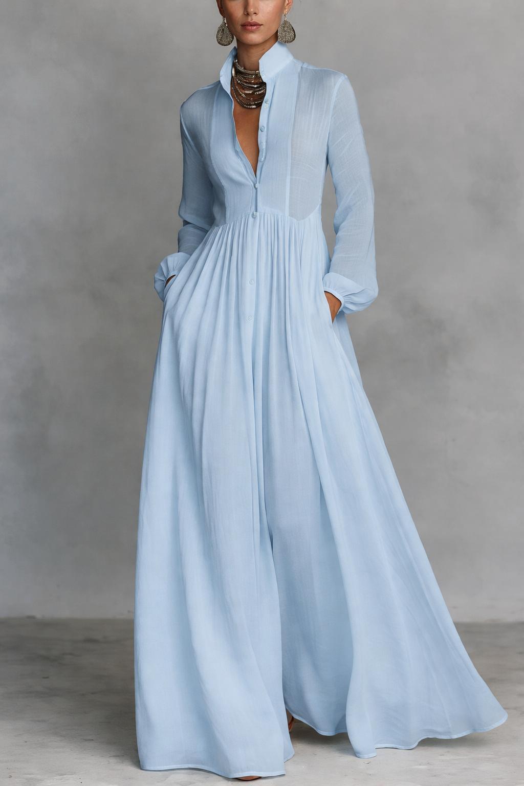 Sheilan – Elegantes Maxikleid Mit Knöpfen