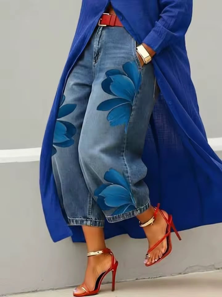Makellah - Lässige Jeans mit Blumenmuster