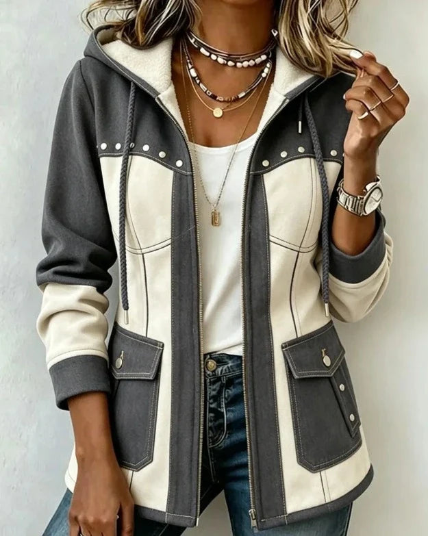 Lyndsay – Jacke Mit Kapuze Und Kontrastierenden Strukturierten Einsätzen
