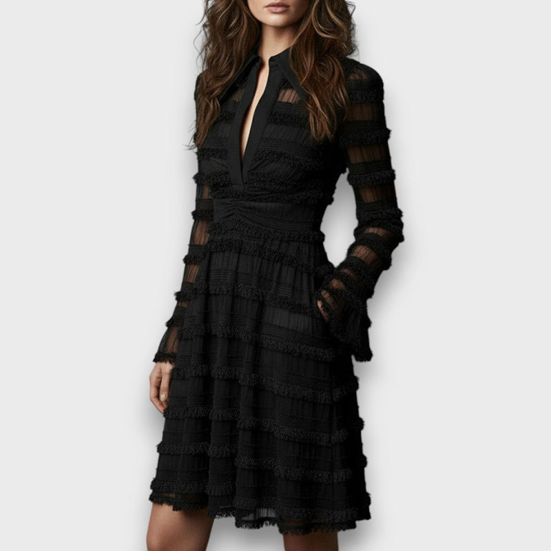 Myla – Transparentes Midikleid mit Fransen
