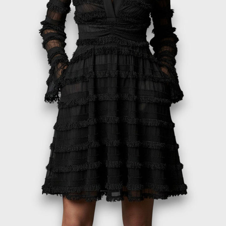 Myla – Transparentes Midikleid mit Fransen
