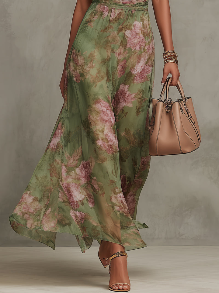 Livya – Elegantes Maxikleid mit Blumenmuster und Neckholder-Ausschnitt