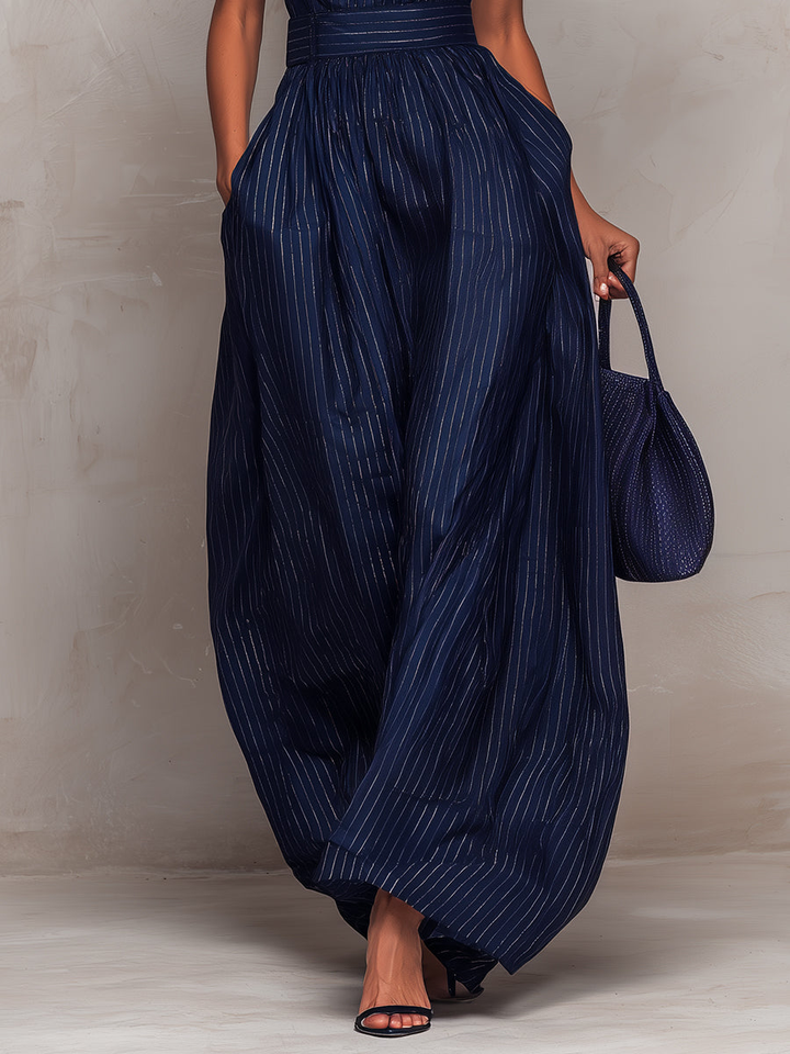 Minnien – Ärmelloser Jumpsuit mit Nadelstreifen und weitem Bein