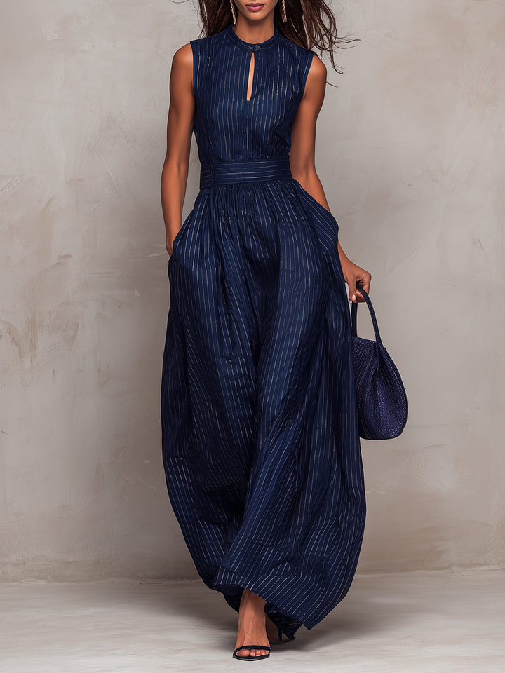 Minnien – Ärmelloser Jumpsuit mit Nadelstreifen und weitem Bein