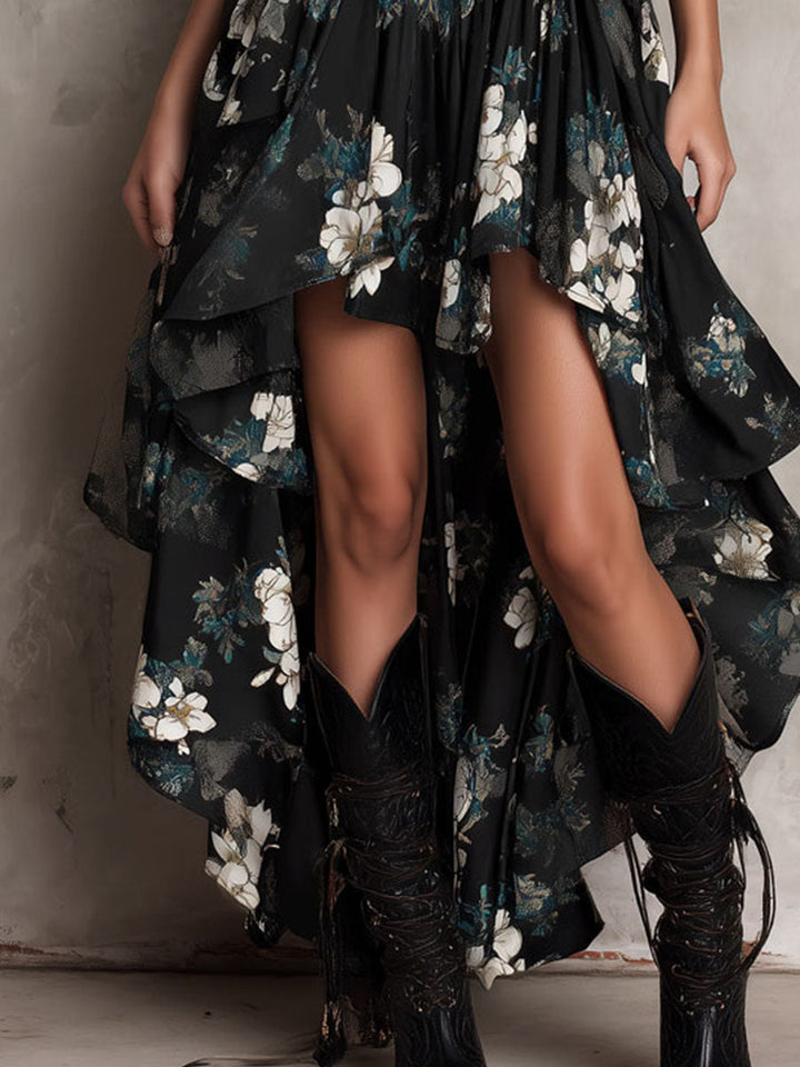 Meza – Trägerloses Maxikleid MIT Einem Floralen Boho-print