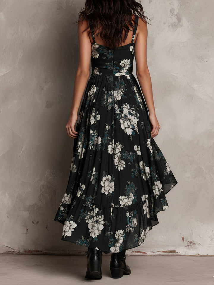Meza – Trägerloses Maxikleid MIT Einem Floralen Boho-print