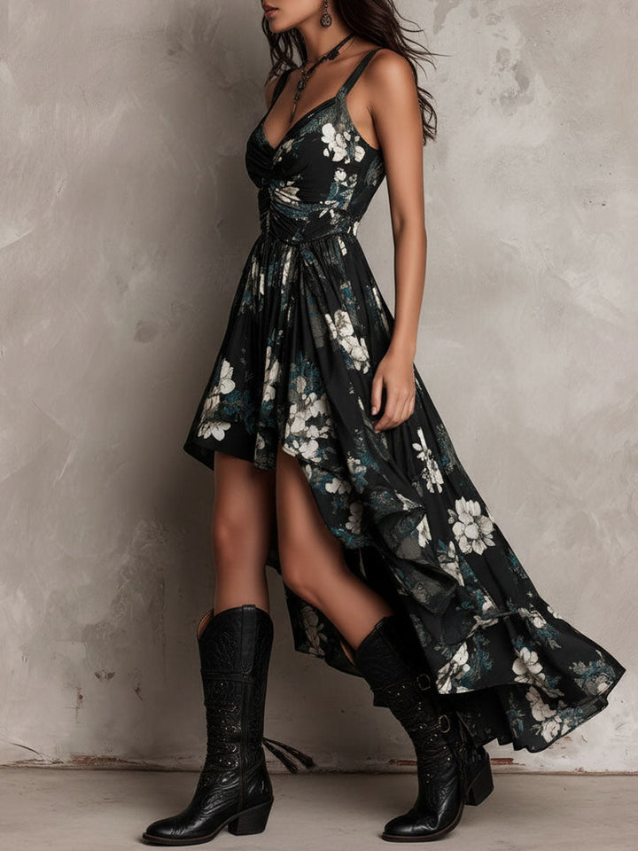 Meza – Trägerloses Maxikleid MIT Einem Floralen Boho-print